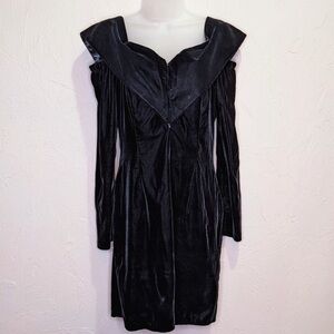 Vintage Scott McClintock Velvet Goth Dress Womens 10 Black Mini 90s Bodycon
